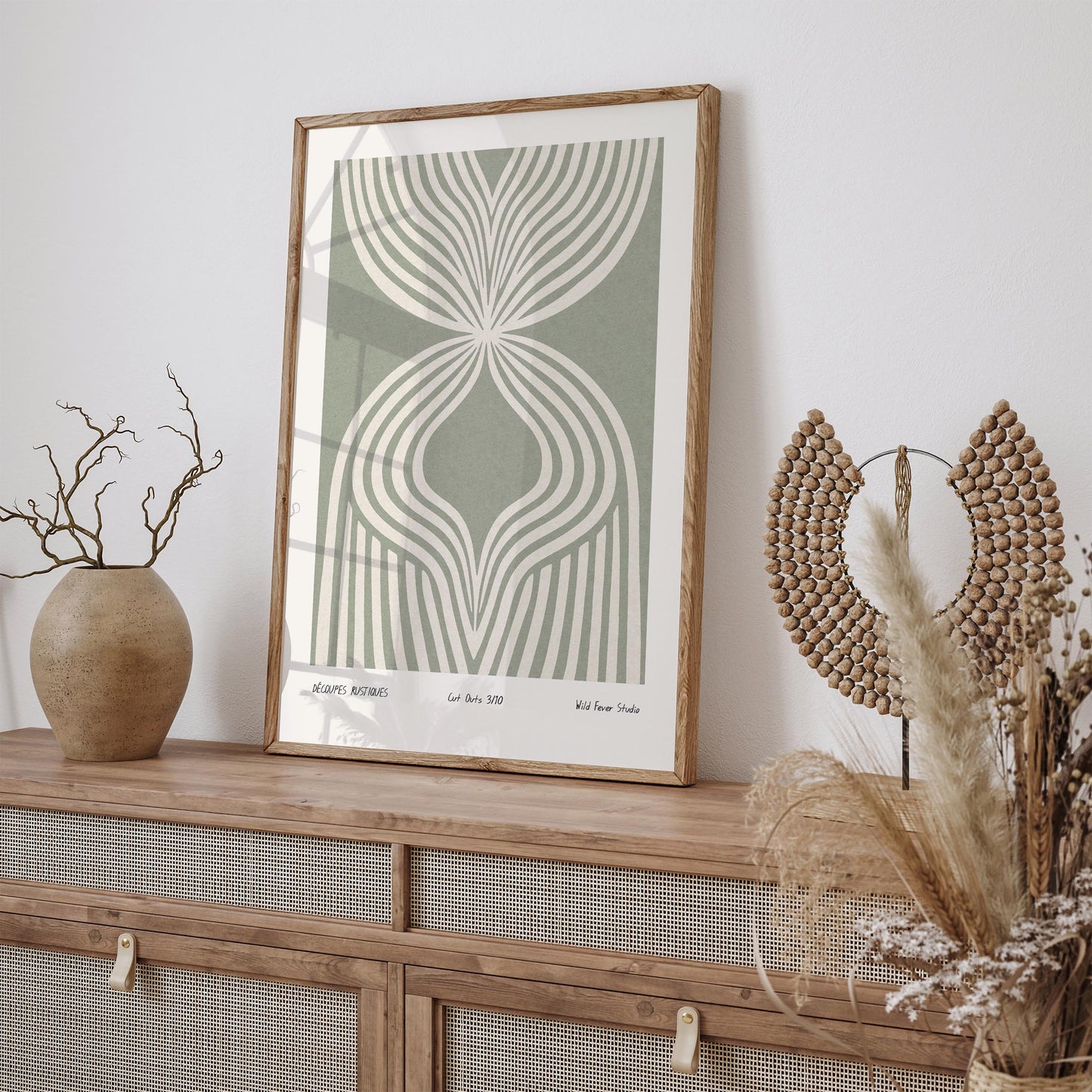 Sage Green Abstract Poster - Modern Cut Outs Print