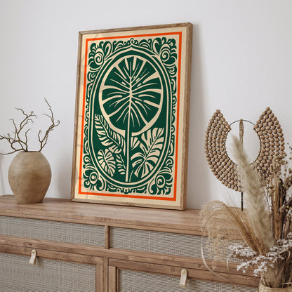 Retro Cut Outs Monstera Leaves Poster