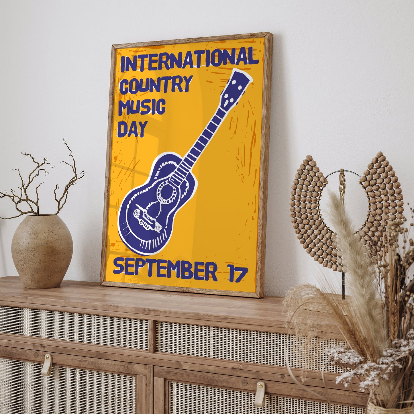 Country Music Festival Guitar Yellow Art Print