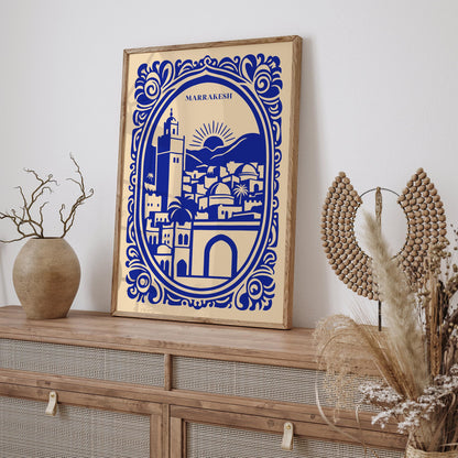 Blue Marrakesh Morocco Travel Poster