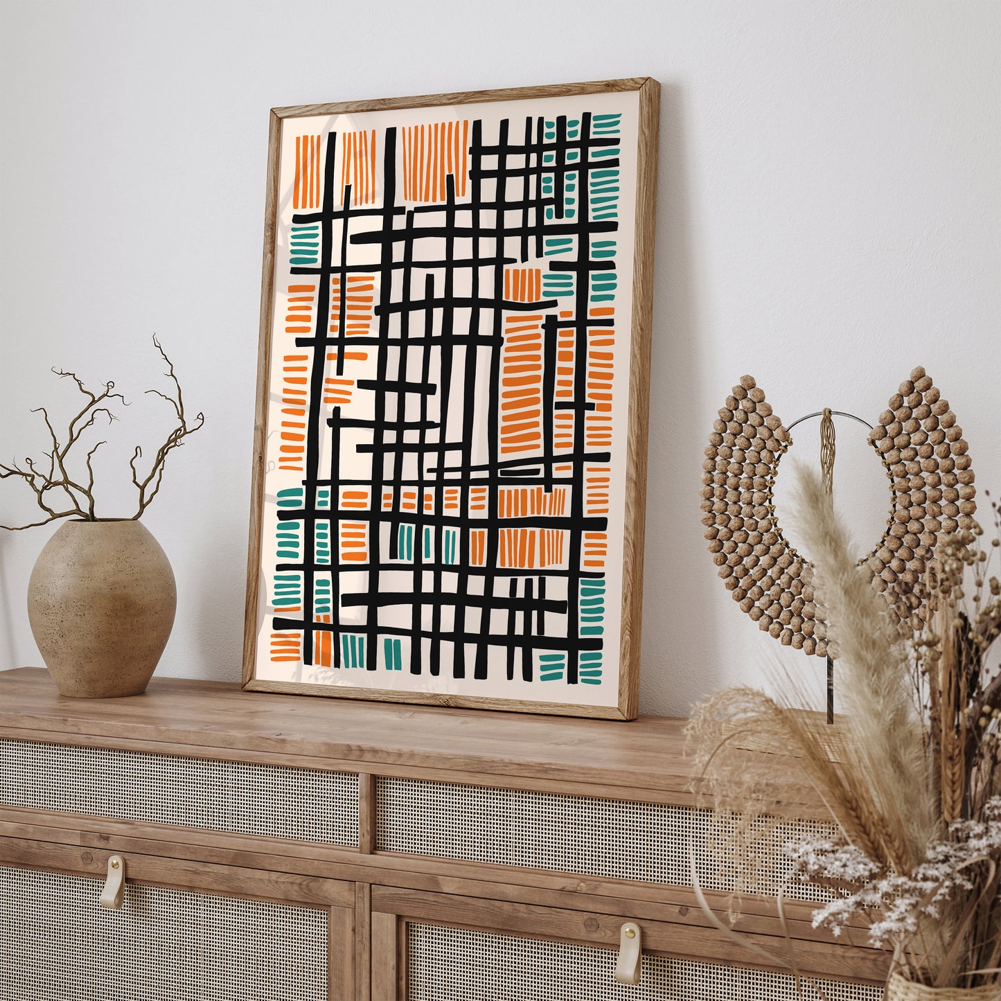 Mid Century Geometric Abstract Poster 2024