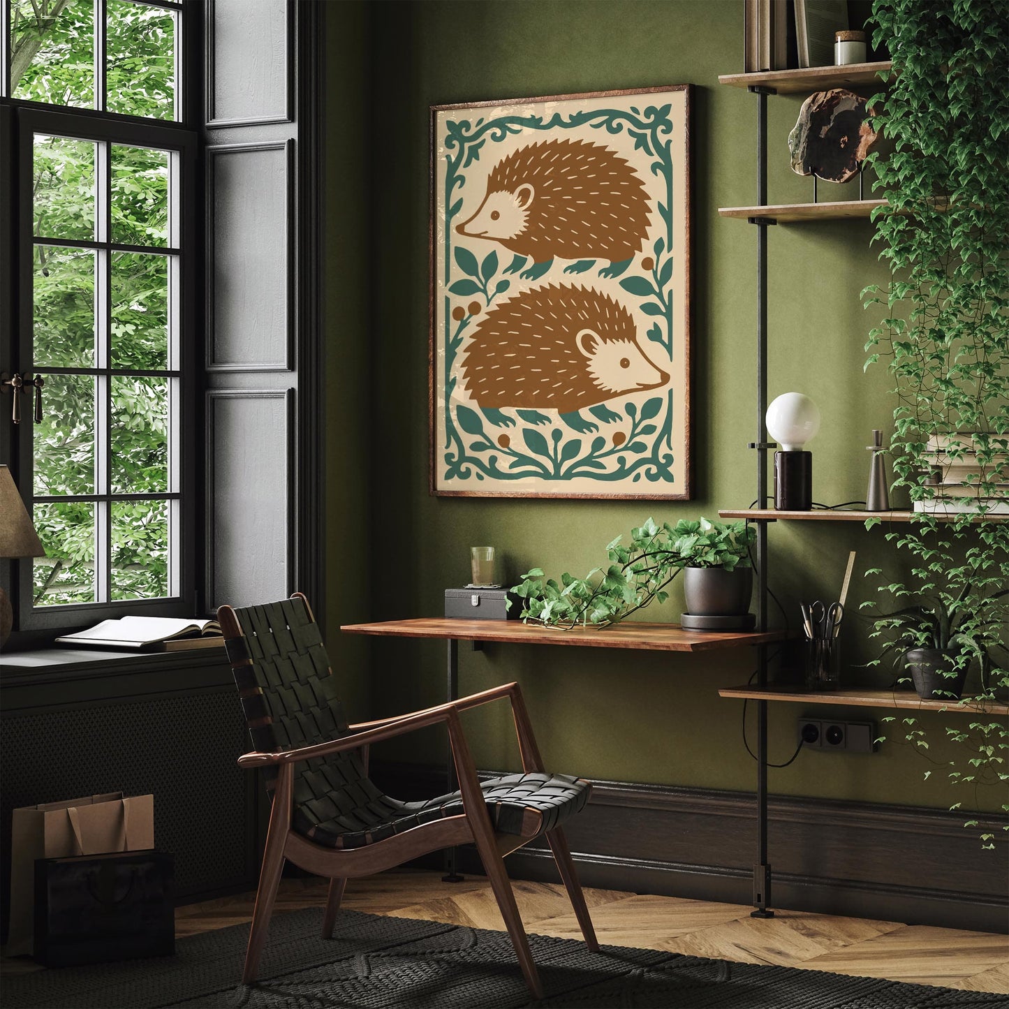 Autumn Hedgehogs Art Print 2026