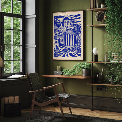 Athens Greece Travel Blue Indigo Poster