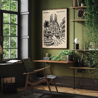 Barcelona Sagrada Familia Poster - Travel Wall Art Print