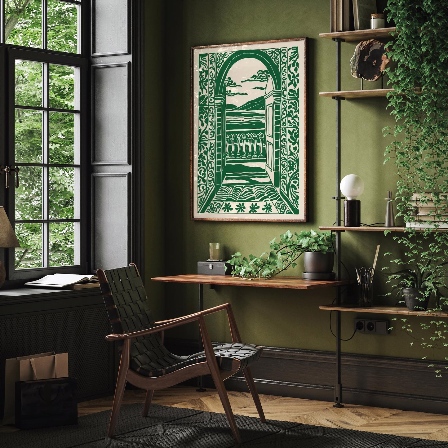 Italian Seascape Green Holiday Travel Wall Art Print