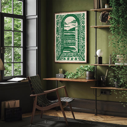 Italian Seascape Green Holiday Travel Wall Art Print