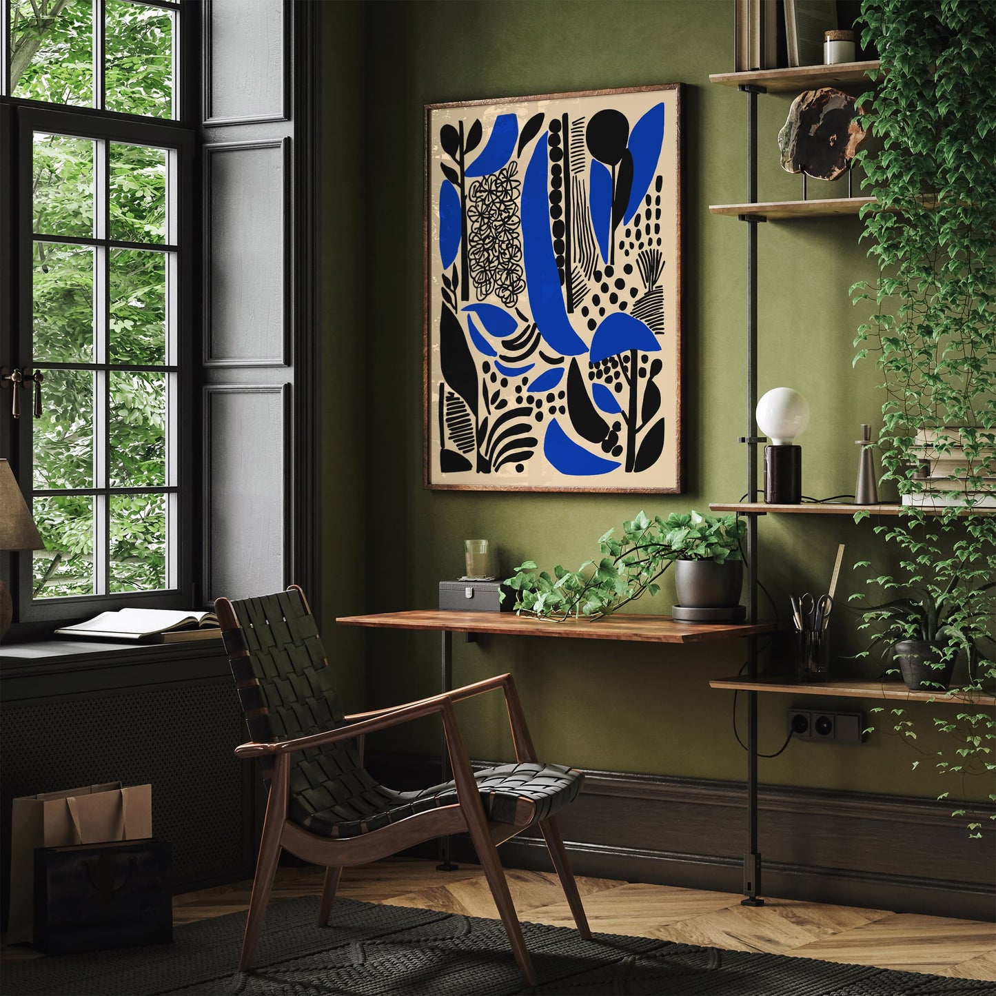 Abstract Blue and Black Art Print