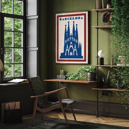 Barcelona Travel Poster - Retro Aesthetic Art Print
