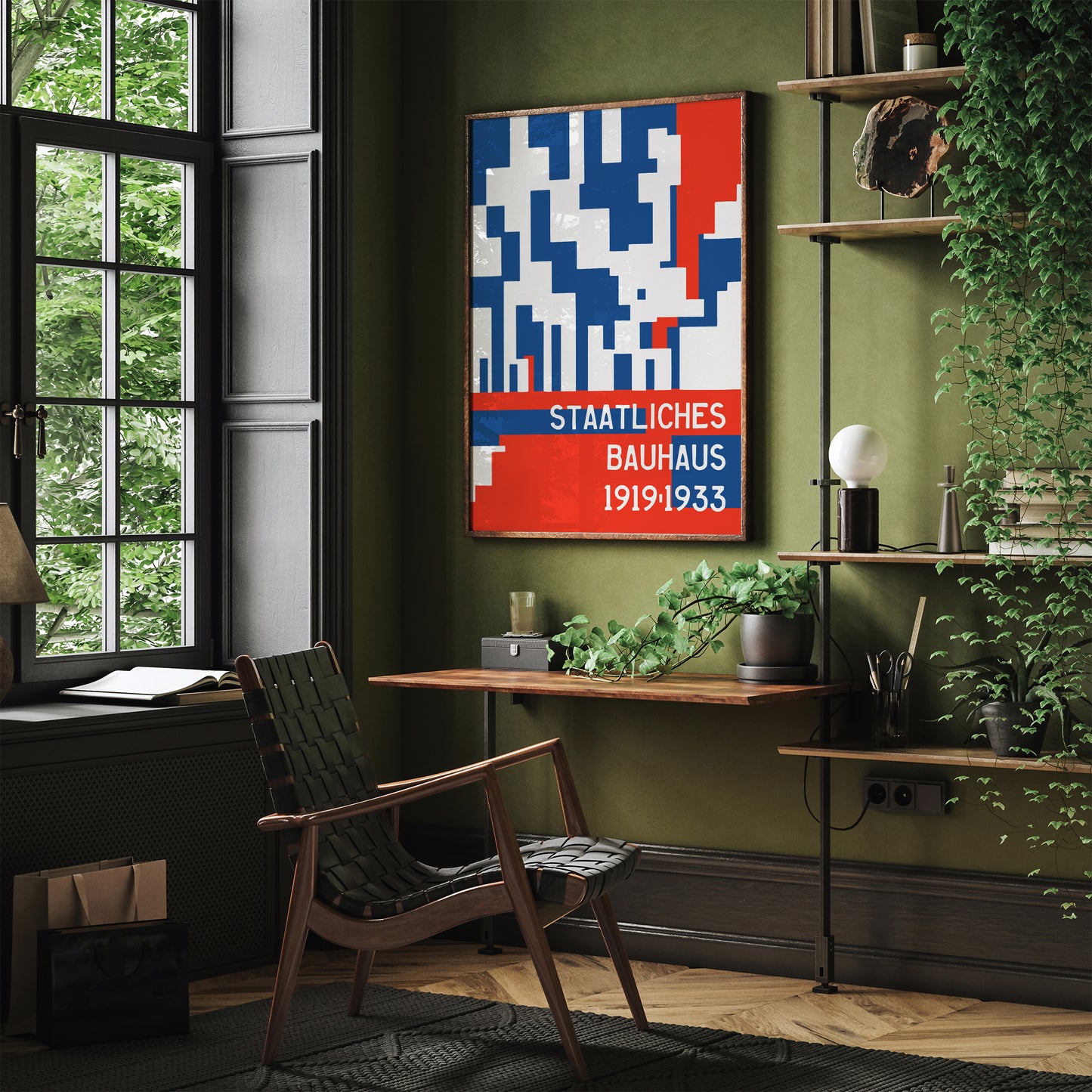 Staatliches Bauhaus Red Blue Poster