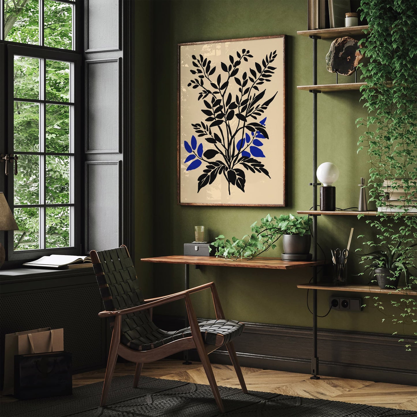 Botanical Black Ink Print - Modern Shape Art