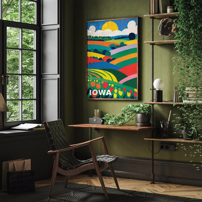 Retro Iowa Art Print - Classic Travel Wall Art