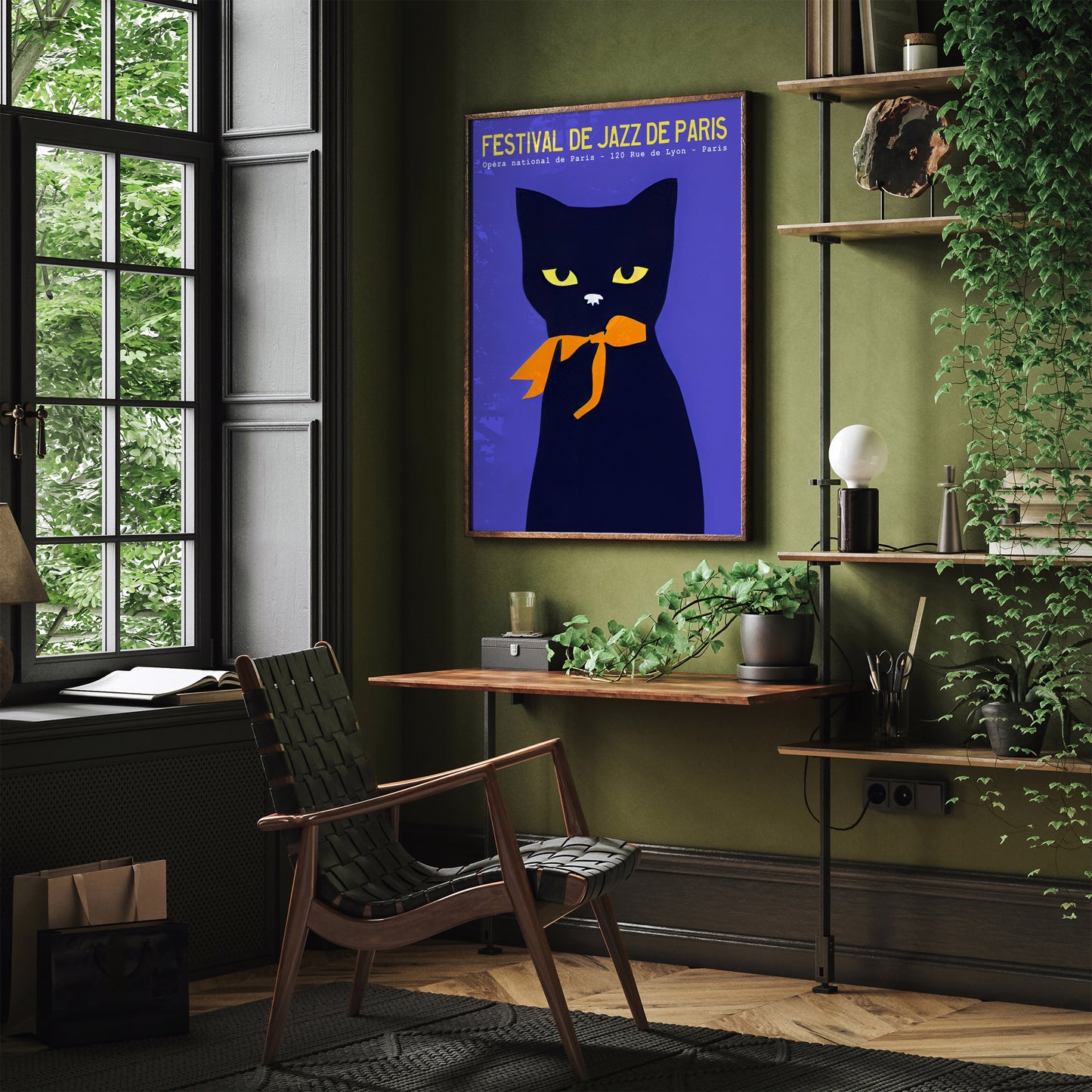 French Jazz Festival Cat Poster