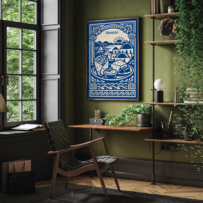 Greece Food and Landscape Poster