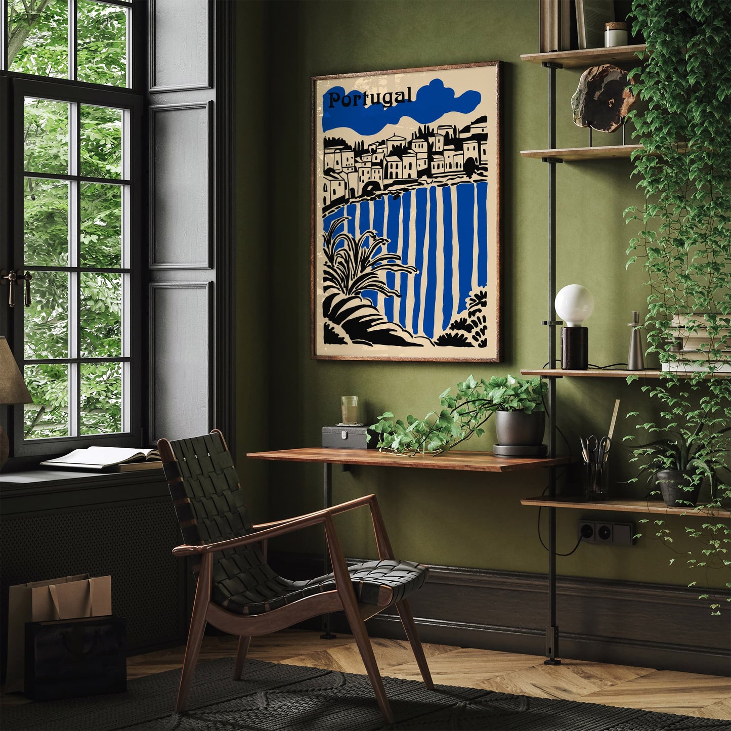 Portugal Cityscape Poster - Blue Travel Wall Art Print