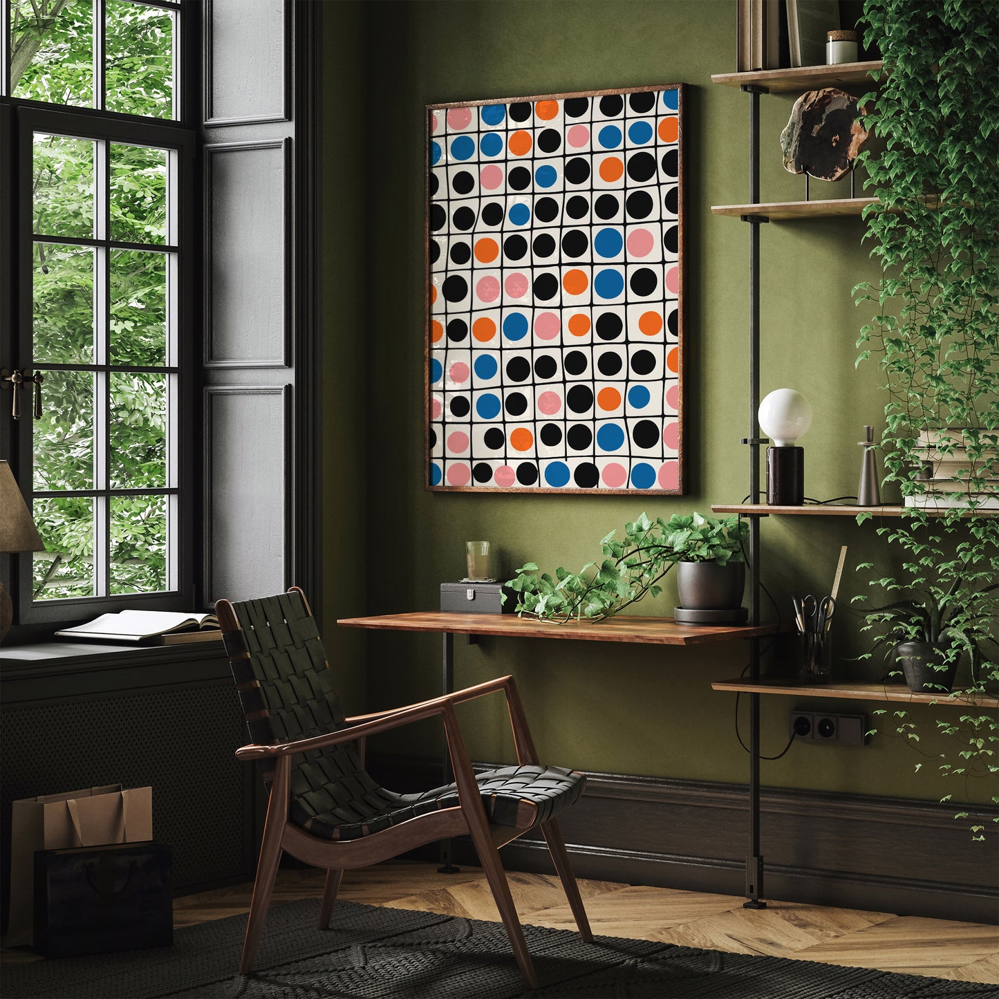 Mid-Century Abstract Dots Pattern Art Print