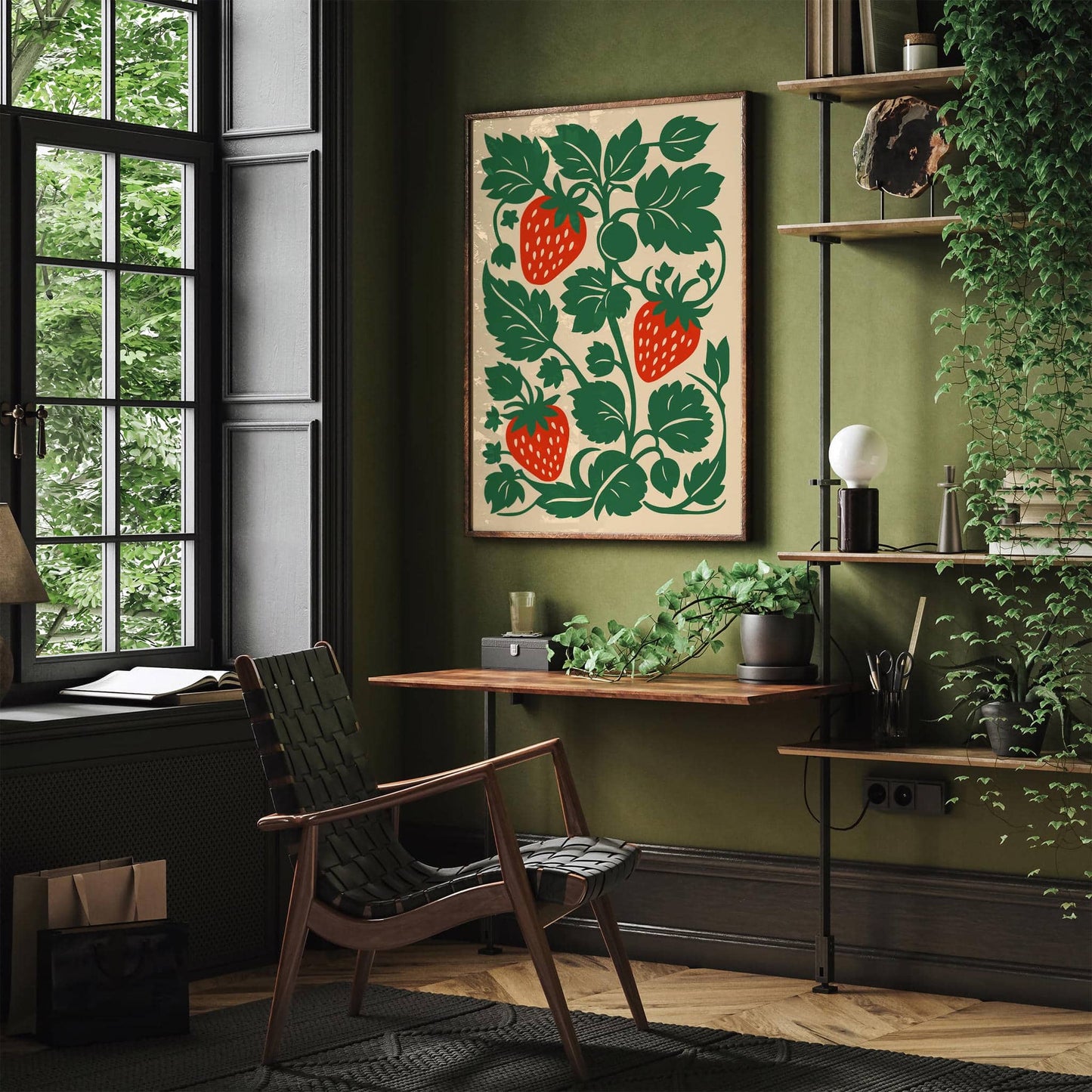 Strawberries Art Print – Farmhouse Kitchen Wall Decor