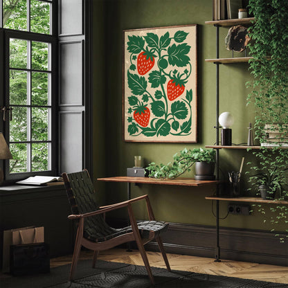Strawberries Art Print – Farmhouse Kitchen Wall Decor