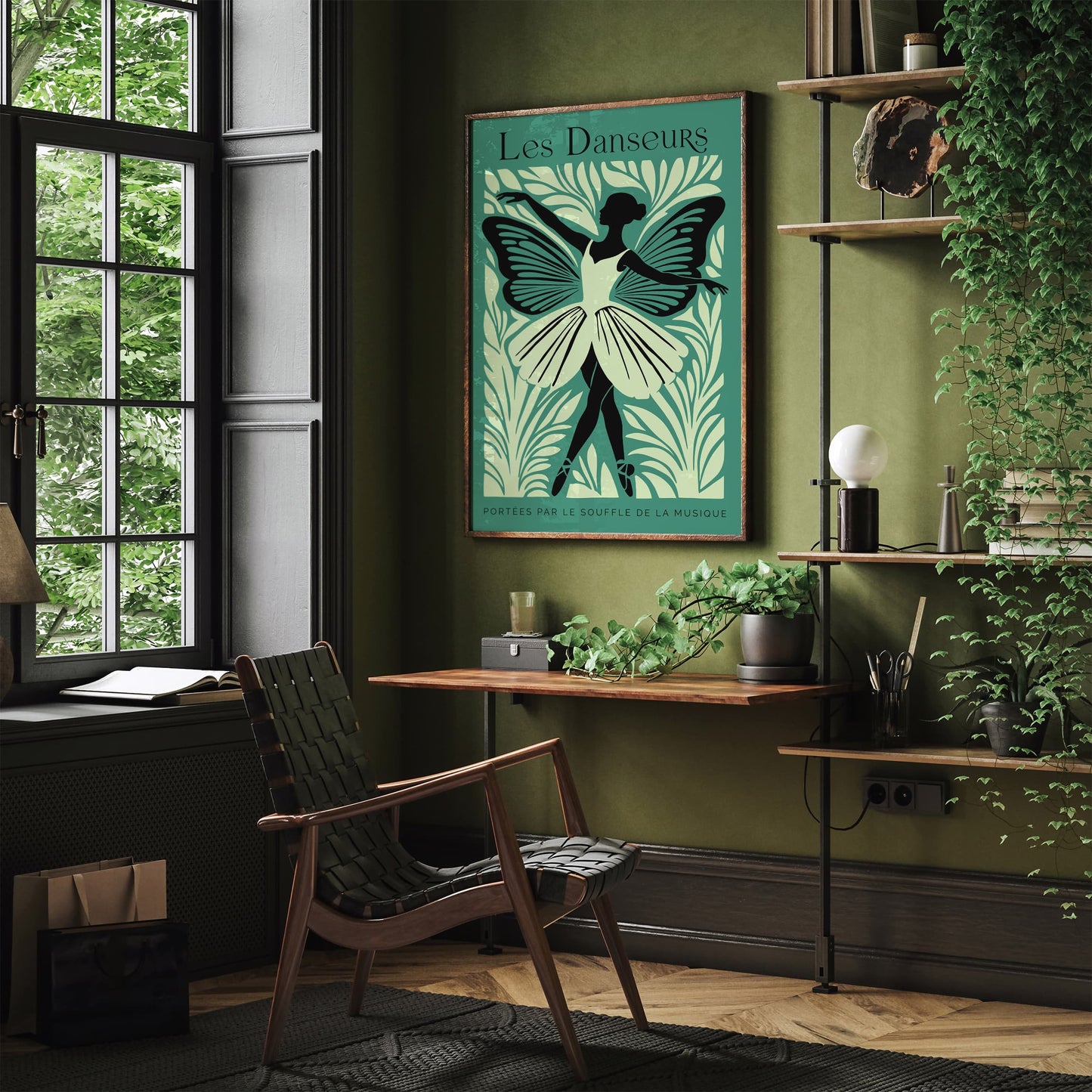 Les Danseurs French Green Ballet Poster