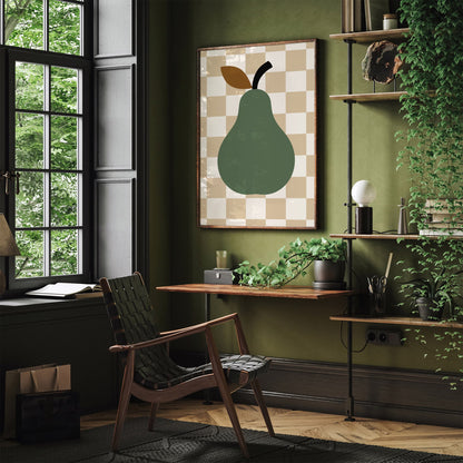 Green Pear Fruit Poster – Scandinavian Style Wall Art