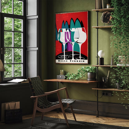 Retro Wine Poster - French Belle Terroir Wall Art