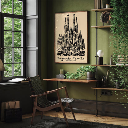 Sagrada Familia Barcelona Sketch Poster