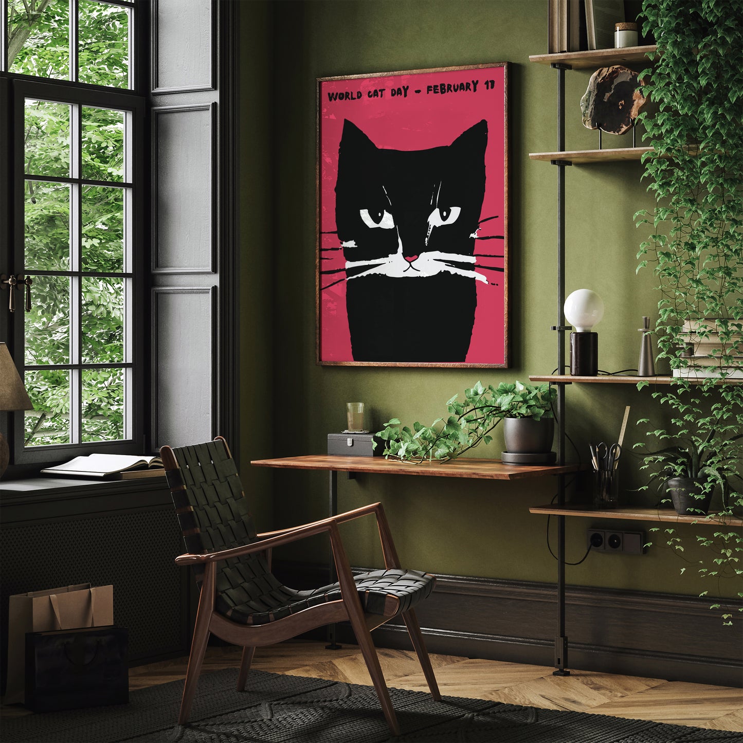 World Cat Day Retro Poster