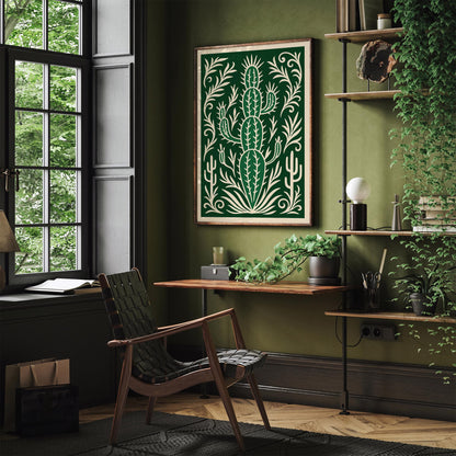 Eclectic Green Cactus Plant Wall Art Poster