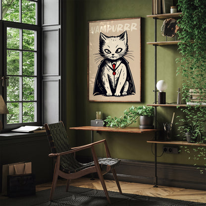 Vampurrr - Vampire Cat Wall Art Print