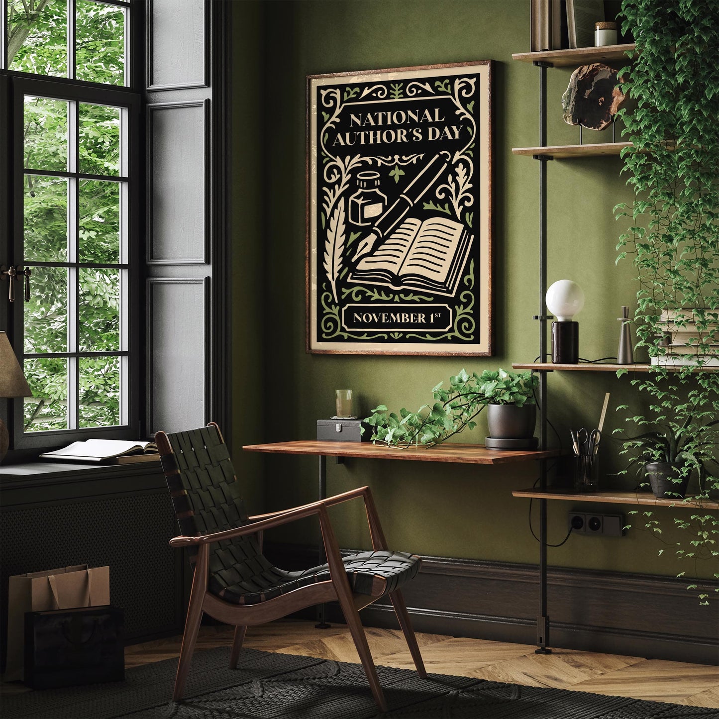 National Authors Day Nov 1 Poster - Rococo Literary Art Print