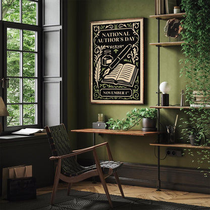 National Authors Day Nov 1 Poster - Rococo Literary Art Print
