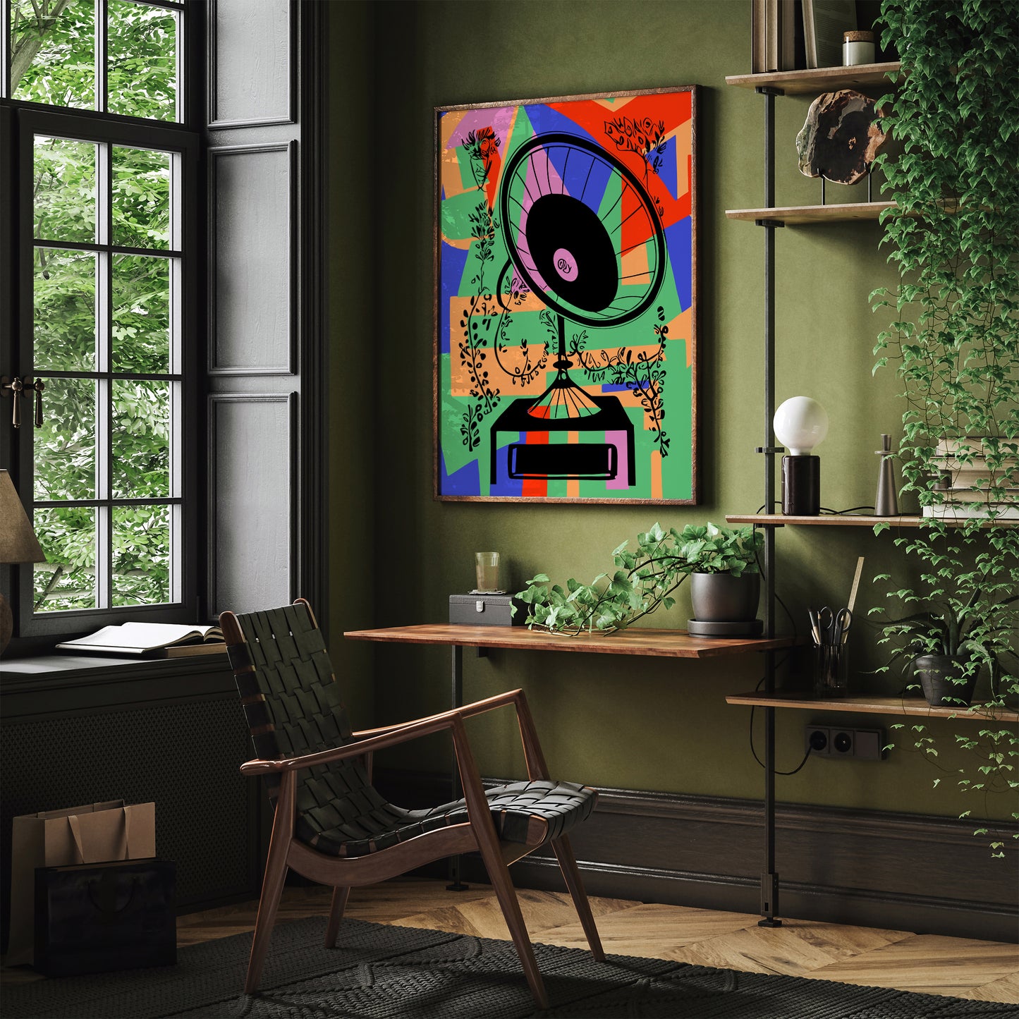 Colorful Gramophone Vibes Poster