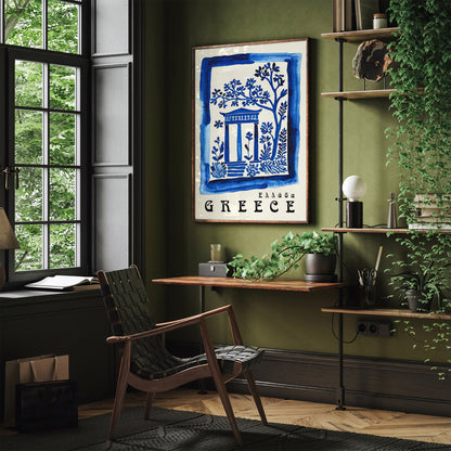 Greece Travel Blue Wall Art Honeymoon Gift 2024