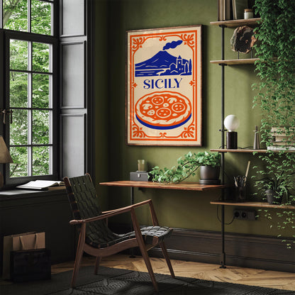 Sicily Italy Travel Poster - Mount Etna Scenic Wall Art 2026