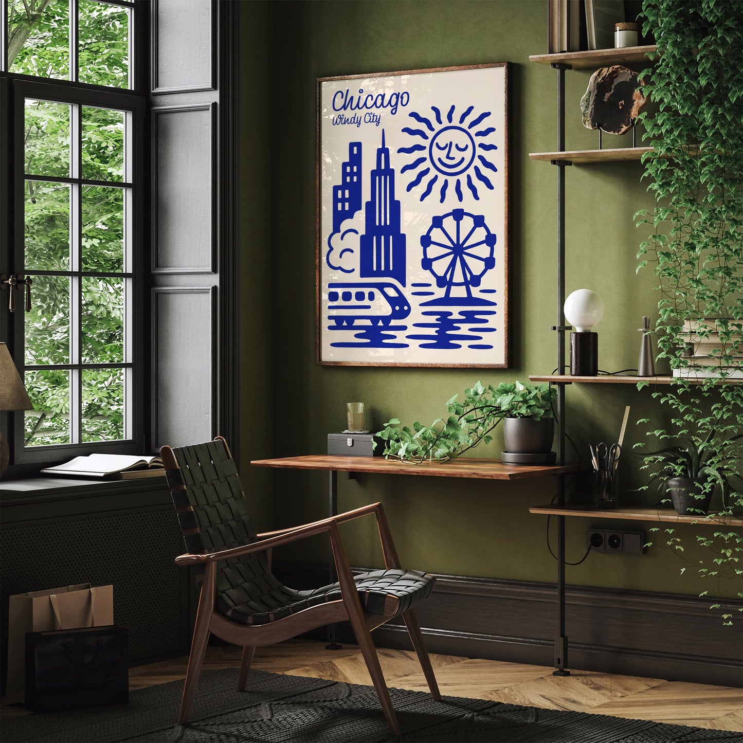 Chicago Windy City Travel Modern Poster