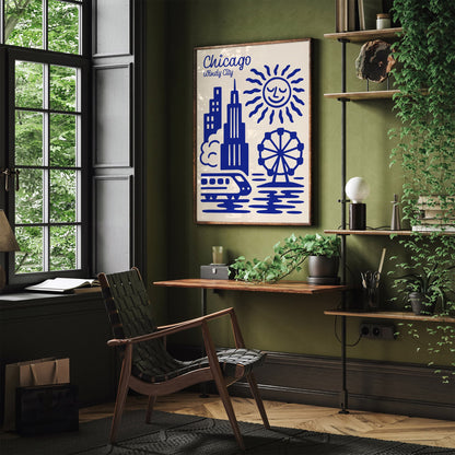 Chicago Windy City Travel Modern Poster