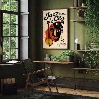 Jazz Music Poster - Cubism Style Wall Art