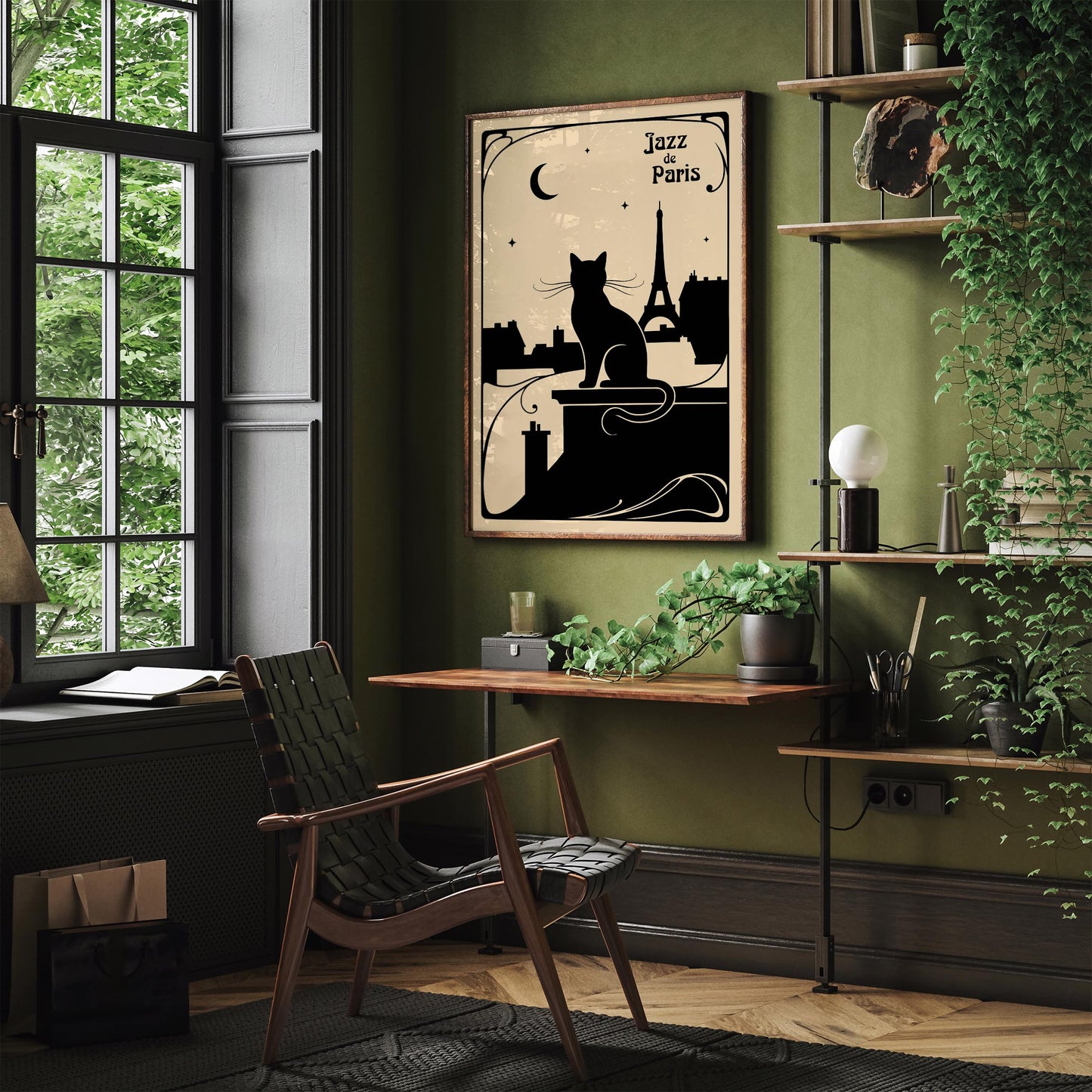 Vintage Jazz de Paris Poster – Music Cat Wall Art Print