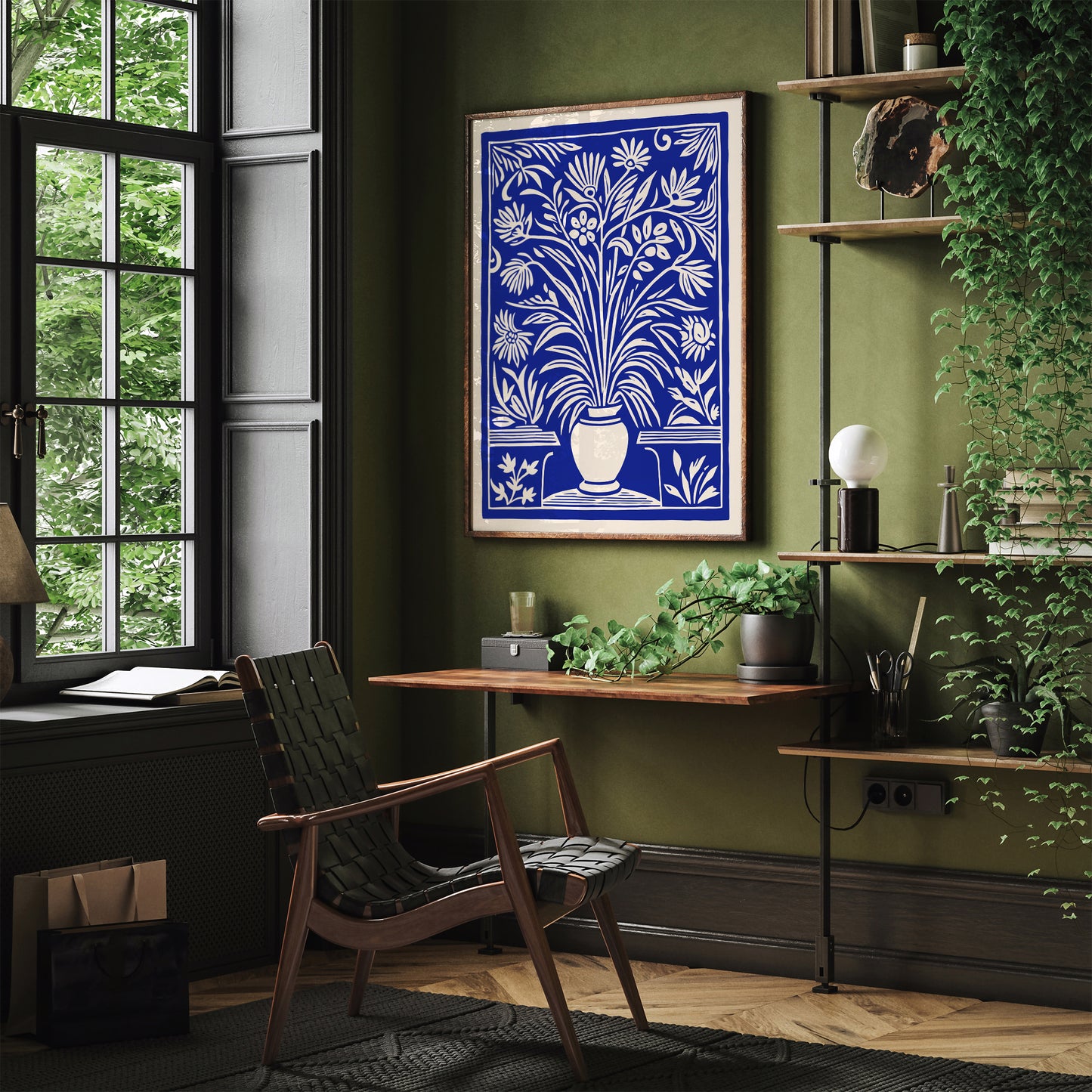 Blue Cutouts Botanical Poster