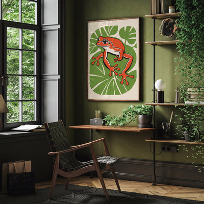 Retro Green Frog Wall Art