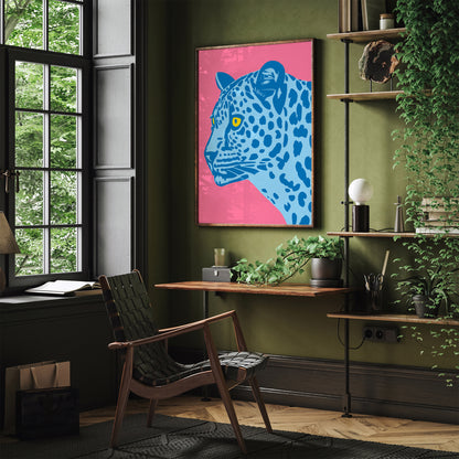 Blue Panther Artistic Wall Art Print