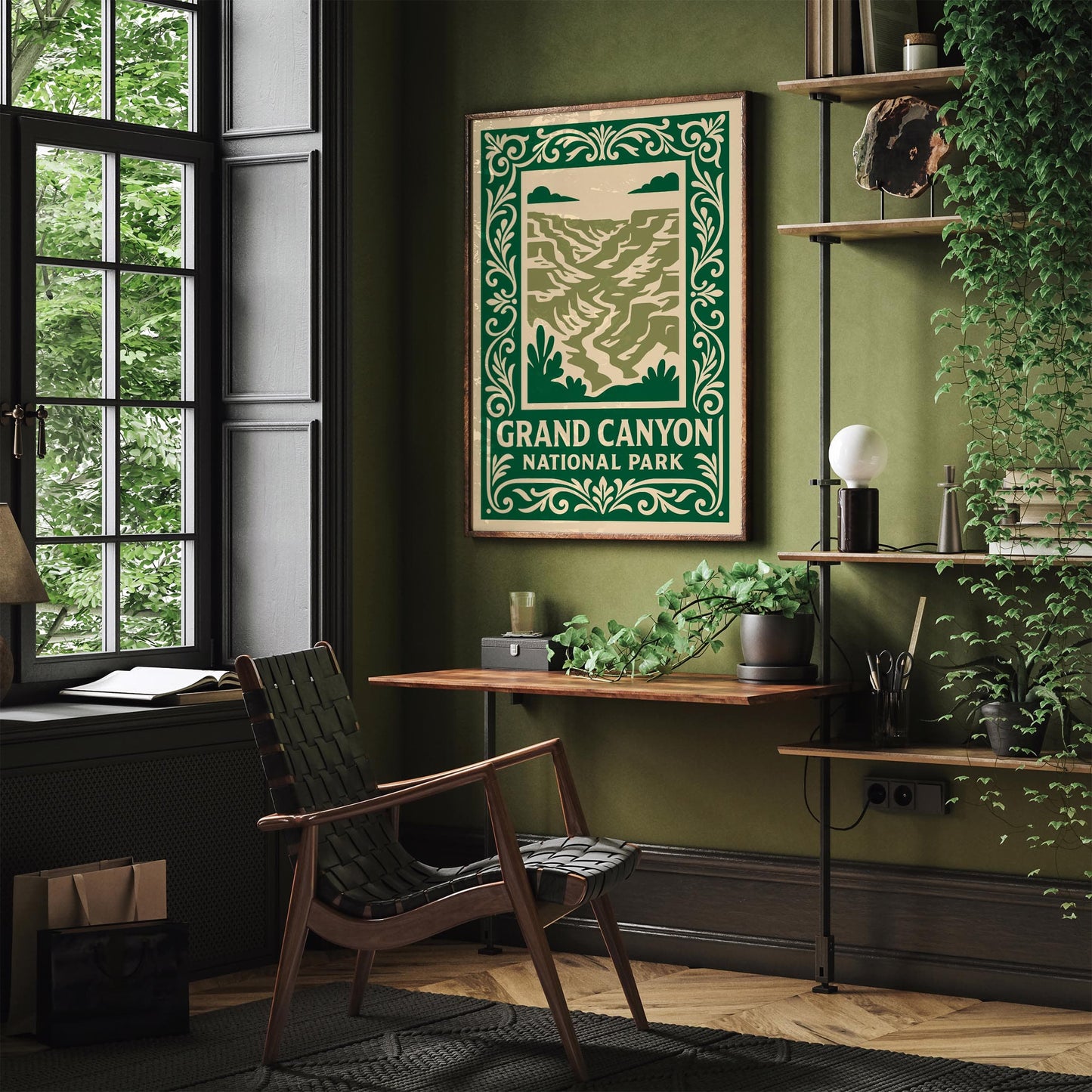 Grand Canyon National Park Green Travel Poster