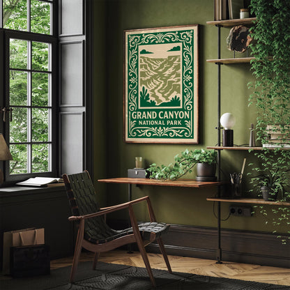 Grand Canyon National Park Green Travel Poster