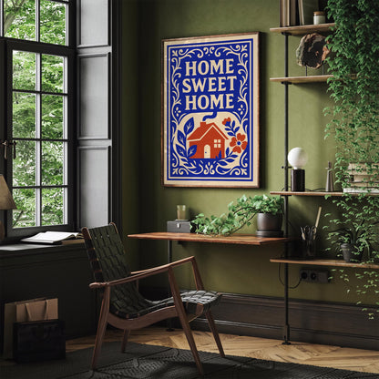 Home Sweet Home - Blue Wall Art Print