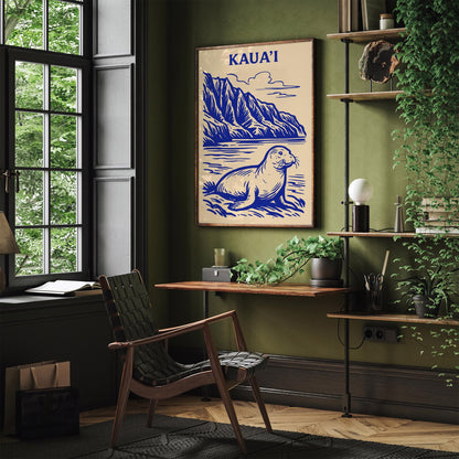 Kauai Hawaii Monk Seal Poipu Beach Art Poster