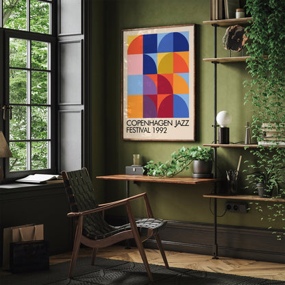 Copenhagen Jazz Festival Poster - Colorful Gemetric Retro Art Print