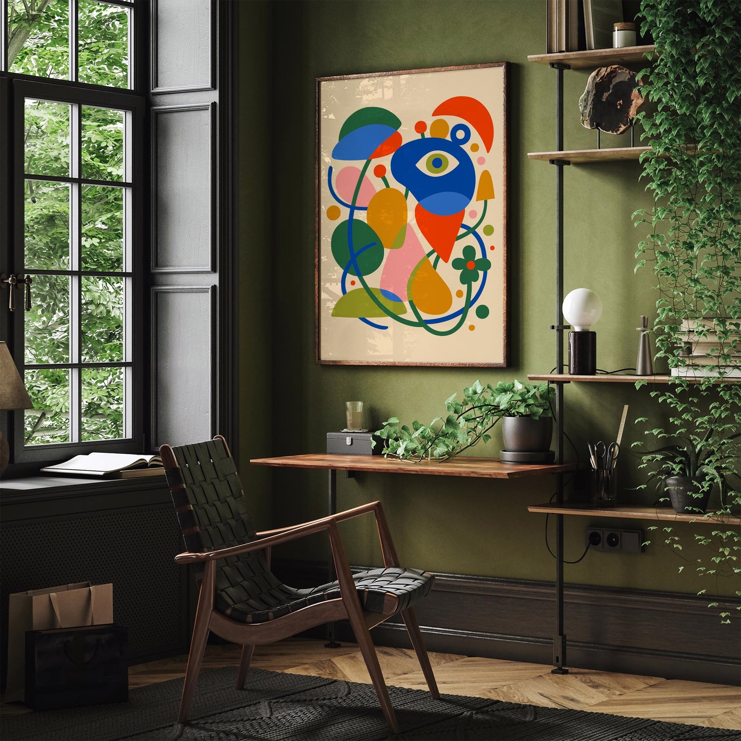 Retro Colorful Abstract Wall Art Print 2026