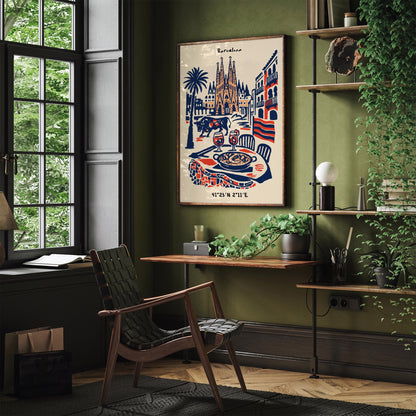 Barcelona Cityscape Poster 2026 – Travel Wall Art Print