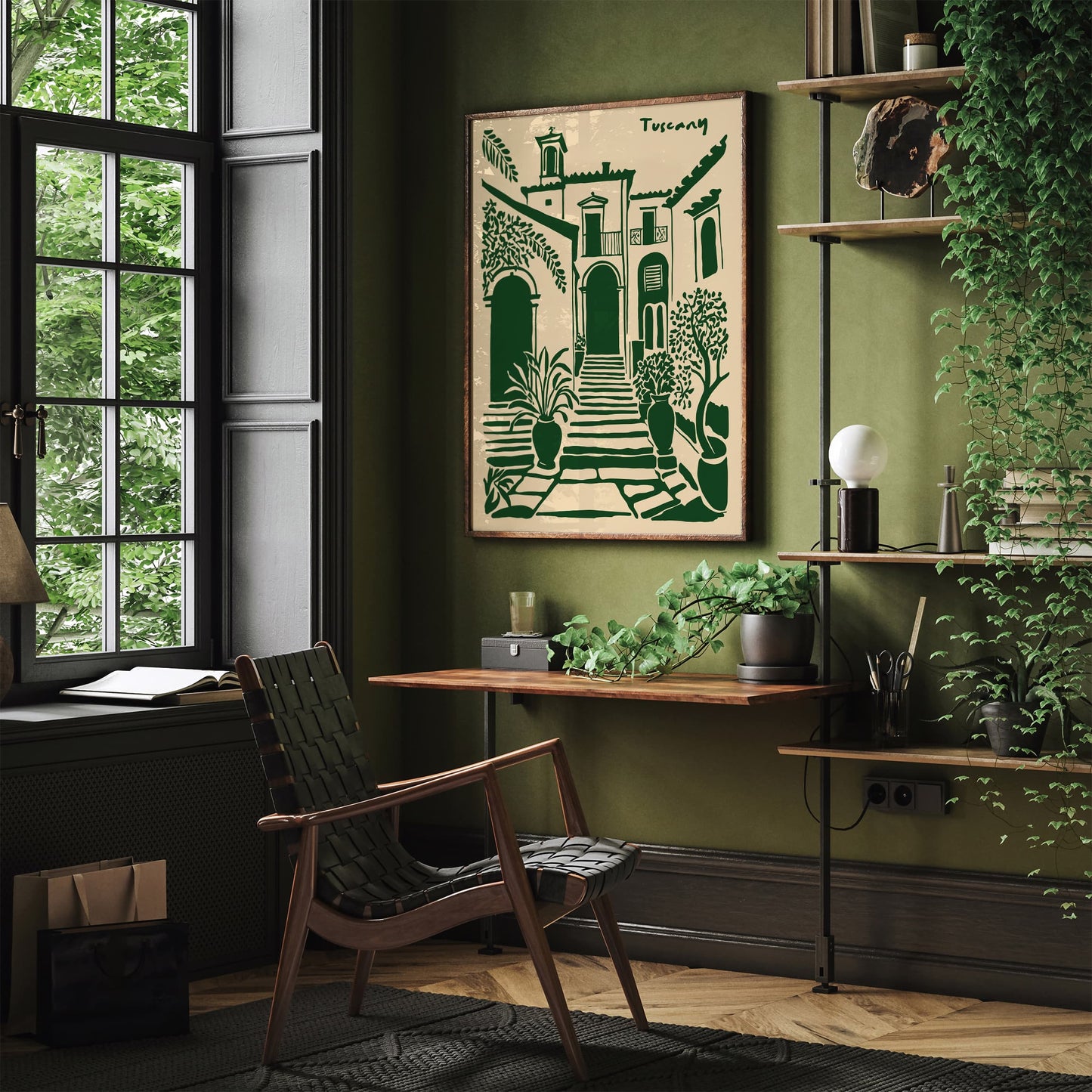 Tuscany Architecture Green Eclectic Art Print