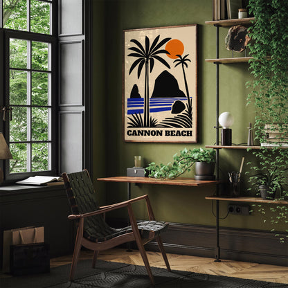 Cannon Beach Oregon Poster - Retro Landscape Print