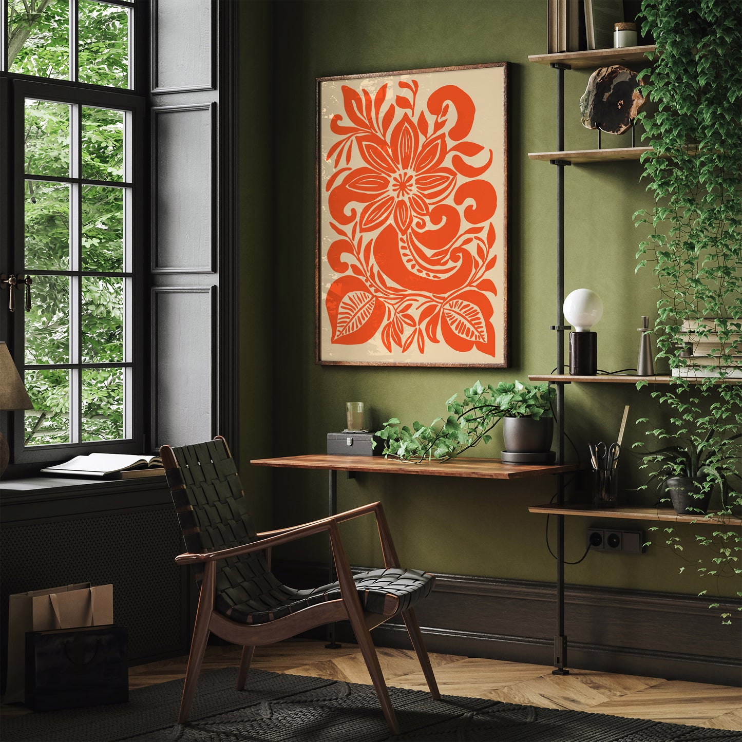 Orange Botanical Wall Art Print
